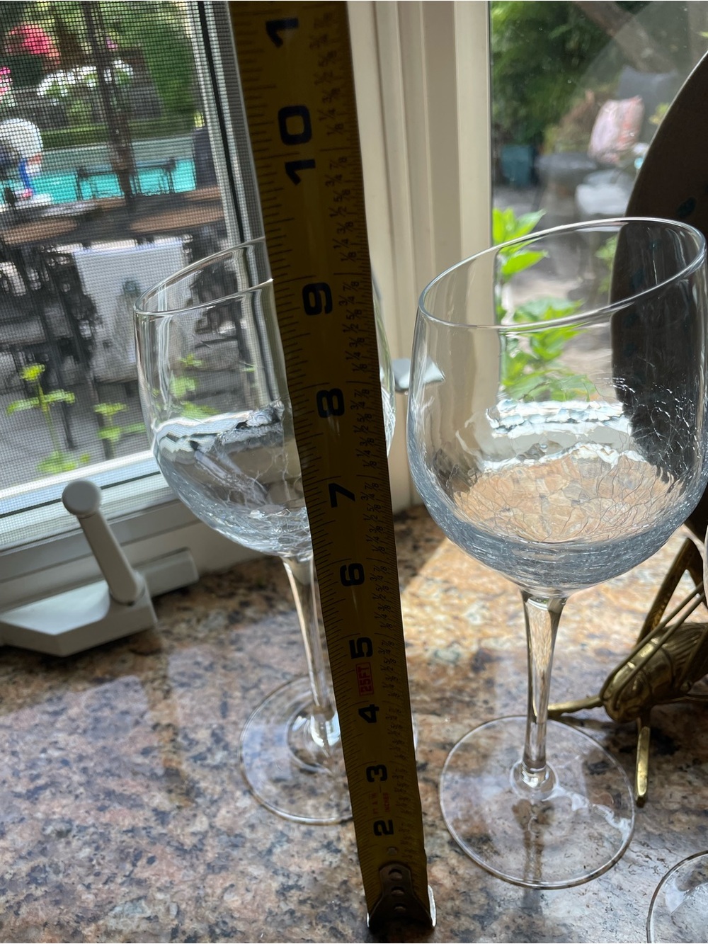 Set of 4 Pier 1 Crackle Slant Wine Glasses - Picture 5 of 6